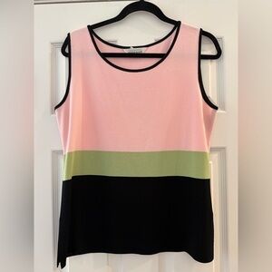 Misook Women’s Color Block Knit Tank Pink Green Black Size large